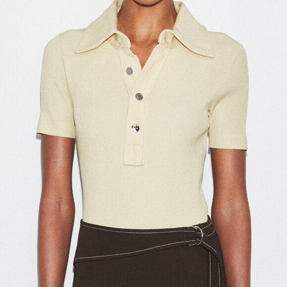 NWT Tory Burch Viscose Ribbed Polo Sweater Size Large Cream Color - Picture 1 of 4